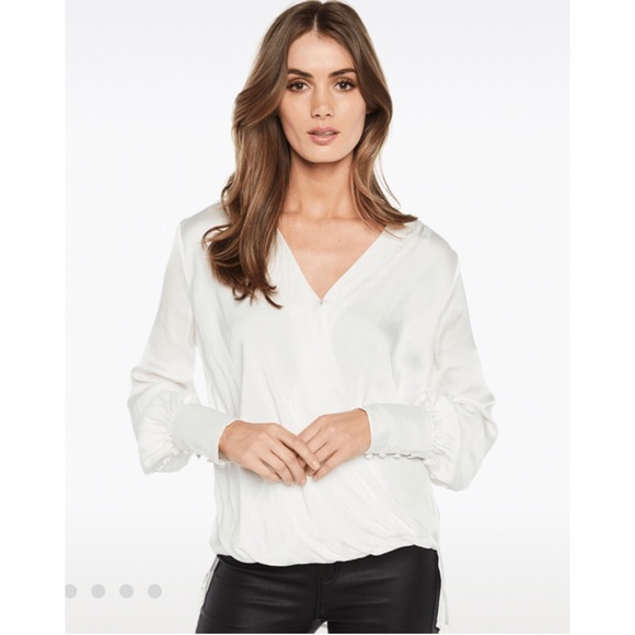 Bardot Laia Ivory Wrap Blouse Shirt size 8 or Medium - Picture 4 of 11